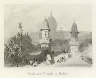 Ghat and Temple at Gokul, India